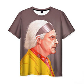 Мужская футболка 3D с принтом Назад в будущее в Кировске, 100% полиэфир | прямой крой, круглый вырез горловины, длина до линии бедер | 