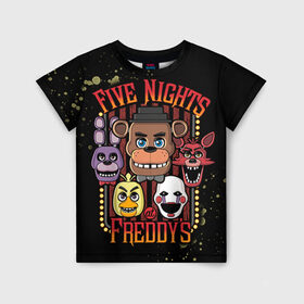 Детская футболка 3D с принтом Five Nights At Freddy`s в Кировске, 100% гипоаллергенный полиэфир | прямой крой, круглый вырез горловины, длина до линии бедер, чуть спущенное плечо, ткань немного тянется | five nights at freddys | fnaf | freddy | игры | медведь | мишка | фнаф | фредди