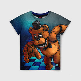 Детская футболка 3D с принтом Five Nights At Freddy`s в Кировске, 100% гипоаллергенный полиэфир | прямой крой, круглый вырез горловины, длина до линии бедер, чуть спущенное плечо, ткань немного тянется | five nights at freddys | fnaf | freddy | игры | медведь | мишка | фнаф | фредди