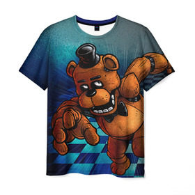 Мужская футболка 3D с принтом Five Nights At Freddy`s в Кировске, 100% полиэфир | прямой крой, круглый вырез горловины, длина до линии бедер | Тематика изображения на принте: five nights at freddys | fnaf | freddy | игры | медведь | мишка | фнаф | фредди