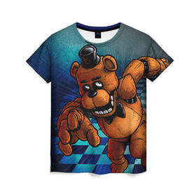 Женская футболка 3D с принтом Five Nights At Freddy`s в Кировске, 100% полиэфир ( синтетическое хлопкоподобное полотно) | прямой крой, круглый вырез горловины, длина до линии бедер | five nights at freddys | fnaf | freddy | игры | медведь | мишка | фнаф | фредди