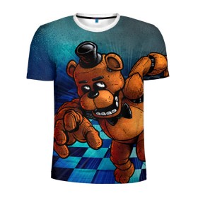 Мужская футболка 3D спортивная с принтом Five Nights At Freddy`s в Кировске, 100% полиэстер с улучшенными характеристиками | приталенный силуэт, круглая горловина, широкие плечи, сужается к линии бедра | five nights at freddys | fnaf | freddy | игры | медведь | мишка | фнаф | фредди