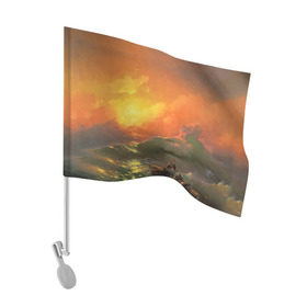 Флаг для автомобиля с принтом Айвазовский - 9 Вал в Кировске, 100% полиэстер | Размер: 30*21 см | 9 вал | айвазовский | вал | девятый | картина | море | пейзаж | феодосия | художник | черное | шторм