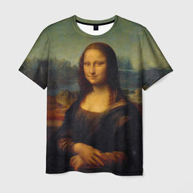 Мужская футболка 3D с принтом Леонардо да Винчи - Мона Лиза в Кировске, 100% полиэфир | прямой крой, круглый вырез горловины, длина до линии бедер | картина | леонардо да винчи | лиза | мона | мона лиза | художник