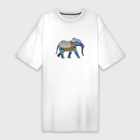 Платье-футболка хлопок с принтом Слон. Мозаика. Индия в Кировске,  |  | индия | мозаика | слон