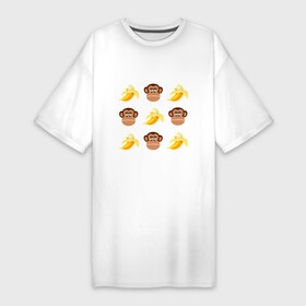 Платье-футболка хлопок с принтом Обезьяна и банан в Кировске,  |  | банан