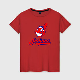 Женская футболка хлопок с принтом Cleveland Indians в Кировске, 100% хлопок | прямой крой, круглый вырез горловины, длина до линии бедер, слегка спущенное плечо | 