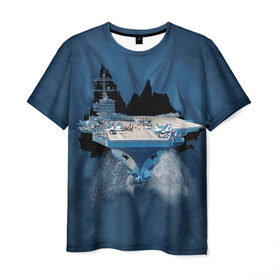 Мужская футболка 3D с принтом Авианосец в Кировске, 100% полиэфир | прямой крой, круглый вырез горловины, длина до линии бедер | mountain | авианосец | адмирал | корабль | кузнецов | маунтин