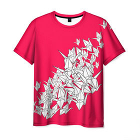 Мужская футболка 3D с принтом 1000 Cranes в Кировске, 100% полиэфир | прямой крой, круглый вырез горловины, длина до линии бедер | 1000 cranes | cranes | paper | бумага | бумажные | журавли | журавлики | оригами