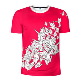 Мужская футболка 3D спортивная с принтом 1000 Cranes в Кировске, 100% полиэстер с улучшенными характеристиками | приталенный силуэт, круглая горловина, широкие плечи, сужается к линии бедра | Тематика изображения на принте: 1000 cranes | cranes | paper | бумага | бумажные | журавли | журавлики | оригами