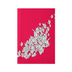 Обложка для паспорта матовая кожа с принтом 1000 Cranes в Кировске, натуральная матовая кожа | размер 19,3 х 13,7 см; прозрачные пластиковые крепления | 1000 cranes | cranes | paper | бумага | бумажные | журавли | журавлики | оригами