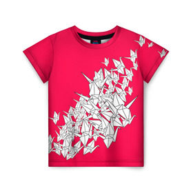 Детская футболка 3D с принтом 1000 Cranes в Кировске, 100% гипоаллергенный полиэфир | прямой крой, круглый вырез горловины, длина до линии бедер, чуть спущенное плечо, ткань немного тянется | 1000 cranes | cranes | paper | бумага | бумажные | журавли | журавлики | оригами