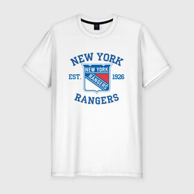 Мужская футболка премиум с принтом New York Rengers в Кировске, 92% хлопок, 8% лайкра | приталенный силуэт, круглый вырез ворота, длина до линии бедра, короткий рукав | new york | new york rengers | rengers | спорт | хоккей