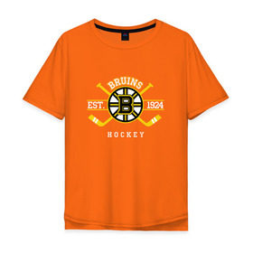 Мужская футболка хлопок Oversize с принтом Bruins в Кировске, 100% хлопок | свободный крой, круглый ворот, “спинка” длиннее передней части | boston bruins | bruins | спорт | хоккей