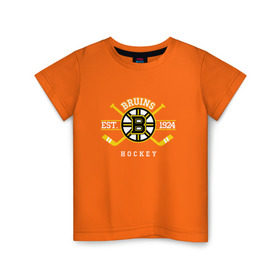 Детская футболка хлопок с принтом Bruins в Кировске, 100% хлопок | круглый вырез горловины, полуприлегающий силуэт, длина до линии бедер | boston bruins | bruins | спорт | хоккей
