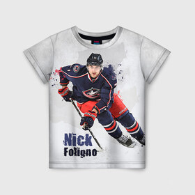 Детская футболка 3D с принтом Ник Фолиньо в Кировске, 100% гипоаллергенный полиэфир | прямой крой, круглый вырез горловины, длина до линии бедер, чуть спущенное плечо, ткань немного тянется | капитан | ник фолиньо | спорт | хоккей