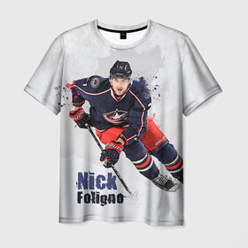 Мужская футболка 3D с принтом Ник Фолиньо в Кировске, 100% полиэфир | прямой крой, круглый вырез горловины, длина до линии бедер | капитан | ник фолиньо | спорт | хоккей
