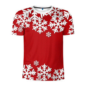 Мужская футболка 3D спортивная с принтом Снежинки в Кировске, 100% полиэстер с улучшенными характеристиками | приталенный силуэт, круглая горловина, широкие плечи, сужается к линии бедра | new year | snowflake | sweater | winter | зима | новый год | рождество | с новым годом | сhristmas | свитер | снежинка