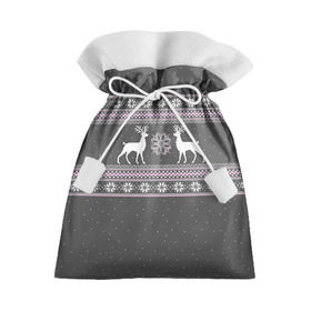Подарочный 3D мешок с принтом Свитер с оленями в Кировске, 100% полиэстер | Размер: 29*39 см | deer | new year | sweater | winter | зима | новый год | олени | рождество | сhristmas | свитер