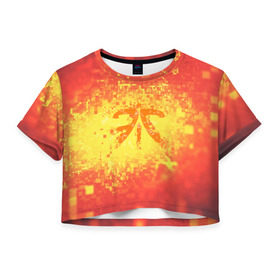 Женская футболка 3D укороченная с принтом FNATIC CLOTHES COLLECTION в Кировске, 100% полиэстер | круглая горловина, длина футболки до линии талии, рукава с отворотами | fnatic