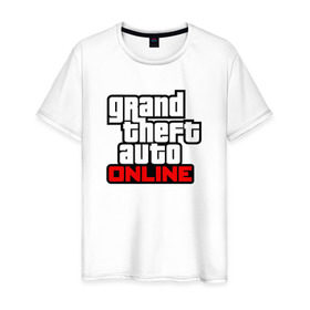 Мужская футболка хлопок с принтом Grand Theft Auto Online в Кировске, 100% хлопок | прямой крой, круглый вырез горловины, длина до линии бедер, слегка спущенное плечо. | rockstar