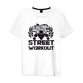 Мужская футболка хлопок с принтом Street workout в Кировске, 100% хлопок | прямой крой, круглый вырез горловины, длина до линии бедер, слегка спущенное плечо. | Тематика изображения на принте: street | workout