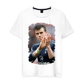 Мужская футболка хлопок с принтом Gareth Bale в Кировске, 100% хлопок | прямой крой, круглый вырез горловины, длина до линии бедер, слегка спущенное плечо. | gareth bale | бэйл гарет | реал мадрид | футбол