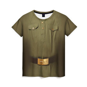 Женская футболка 3D с принтом Солдатская форма в Кировске, 100% полиэфир ( синтетическое хлопкоподобное полотно) | прямой крой, круглый вырез горловины, длина до линии бедер | 23 | армейская | армия | защитник | отечества | солдат | февраля | форма