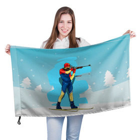 Флаг 3D с принтом Биатлон в Кировске, 100% полиэстер | плотность ткани — 95 г/м2, размер — 67 х 109 см. Принт наносится с одной стороны | biathlon | sport | winter | биатлон | биатлонисты | зимние виды спорта | спорт | стрельба