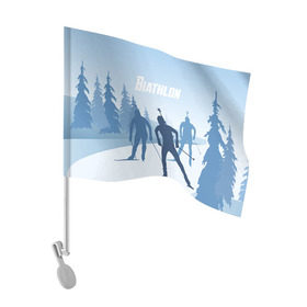 Флаг для автомобиля с принтом Биатлон в Кировске, 100% полиэстер | Размер: 30*21 см | Тематика изображения на принте: biathlon | sport | winter | биатлон | биатлонисты | зимние виды спорта | спорт | стрельба