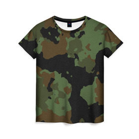 Женская футболка 3D с принтом Камуфляж Вельветовый эффект в Кировске, 100% полиэфир ( синтетическое хлопкоподобное полотно) | прямой крой, круглый вырез горловины, длина до линии бедер | camo | camouflage | military | камо