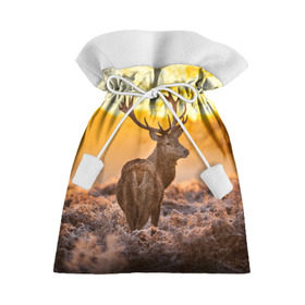 Новогодний 3D мешок с принтом Обернувшийся олень в Кировске, 100% полиэстер | Размер: 29*39 см | живой принт который выделит вас из любой толпызакат | животное | красота | лес | невероятно тёплый | олень | рога | тайга