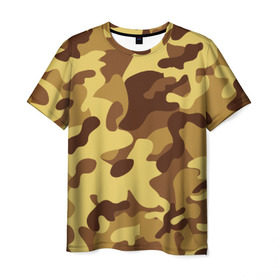 Мужская футболка 3D с принтом Пустынный камуфляж в Кировске, 100% полиэфир | прямой крой, круглый вырез горловины, длина до линии бедер | camo | camouflage | military | камо