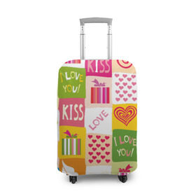 Чехол для чемодана 3D с принтом Love в Кировске, 86% полиэфир, 14% спандекс | двустороннее нанесение принта, прорези для ручек и колес | аппликация | лоскут | любовь | орнамент | подарок | узор