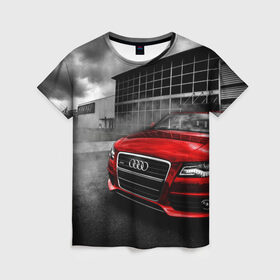 Женская футболка 3D с принтом Audi в Кировске, 100% полиэфир ( синтетическое хлопкоподобное полотно) | прямой крой, круглый вырез горловины, длина до линии бедер | audi | ауди