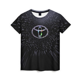 Женская футболка 3D с принтом Toyota в Кировске, 100% полиэфир ( синтетическое хлопкоподобное полотно) | прямой крой, круглый вырез горловины, длина до линии бедер | space | toyota | космос | тоёта | тойота