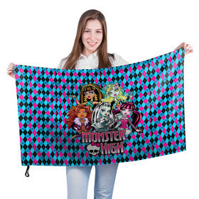 Флаг 3D с принтом Monster High в Кировске, 100% полиэстер | плотность ткани — 95 г/м2, размер — 67 х 109 см. Принт наносится с одной стороны | монстер хай