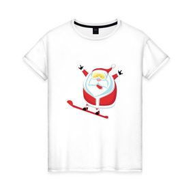 Женская футболка хлопок с принтом Дед Мороз в Кировске, 100% хлопок | прямой крой, круглый вырез горловины, длина до линии бедер, слегка спущенное плечо | 