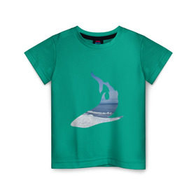 Детская футболка хлопок с принтом Winter shark в Кировске, 100% хлопок | круглый вырез горловины, полуприлегающий силуэт, длина до линии бедер | акула | зима | лед | пляж