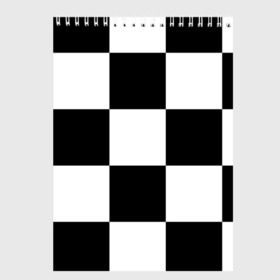 Скетчбук с принтом Клетка в Кировске, 100% бумага
 | 48 листов, плотность листов — 100 г/м2, плотность картонной обложки — 250 г/м2. Листы скреплены сверху удобной пружинной спиралью | Тематика изображения на принте: белый | черно белый | черный | шахматная