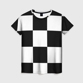 Женская футболка 3D с принтом Клетка в Кировске, 100% полиэфир ( синтетическое хлопкоподобное полотно) | прямой крой, круглый вырез горловины, длина до линии бедер | белый | черно белый | черный | шахматная