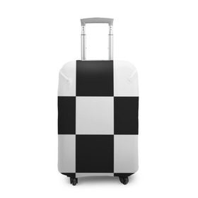 Чехол для чемодана 3D с принтом Клетка в Кировске, 86% полиэфир, 14% спандекс | двустороннее нанесение принта, прорези для ручек и колес | белый | черно белый | черный | шахматная