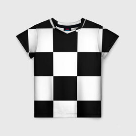Детская футболка 3D с принтом Клетка в Кировске, 100% гипоаллергенный полиэфир | прямой крой, круглый вырез горловины, длина до линии бедер, чуть спущенное плечо, ткань немного тянется | белый | черно белый | черный | шахматная