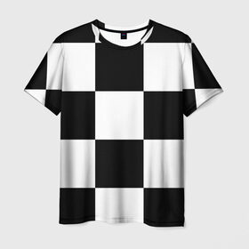 Мужская футболка 3D с принтом Клетка в Кировске, 100% полиэфир | прямой крой, круглый вырез горловины, длина до линии бедер | белый | черно белый | черный | шахматная