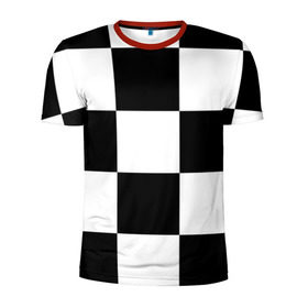 Мужская футболка 3D спортивная с принтом Клетка в Кировске, 100% полиэстер с улучшенными характеристиками | приталенный силуэт, круглая горловина, широкие плечи, сужается к линии бедра | белый | черно белый | черный | шахматная