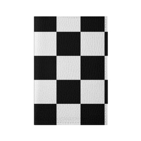 Обложка для паспорта матовая кожа с принтом Клетка в Кировске, натуральная матовая кожа | размер 19,3 х 13,7 см; прозрачные пластиковые крепления | белый | черно белый | черный | шахматная