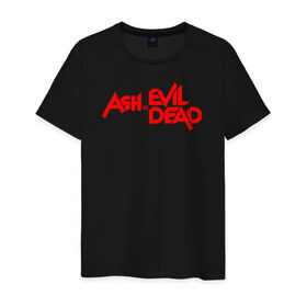 Мужская футболка хлопок с принтом ASH VS EVIL DEAD в Кировске, 100% хлопок | прямой крой, круглый вырез горловины, длина до линии бедер, слегка спущенное плечо. | Тематика изображения на принте: эш против мертвецов