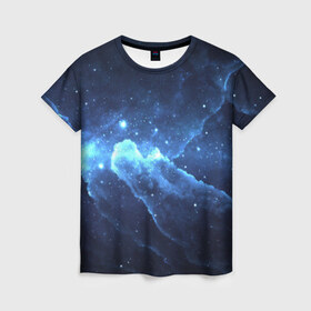 Женская футболка 3D с принтом Космос в Кировске, 100% полиэфир ( синтетическое хлопкоподобное полотно) | прямой крой, круглый вырез горловины, длина до линии бедер | галактика | звезды | туманность