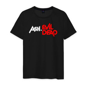 Мужская футболка хлопок с принтом ASH VS EVIL DEAD в Кировске, 100% хлопок | прямой крой, круглый вырез горловины, длина до линии бедер, слегка спущенное плечо. | 
