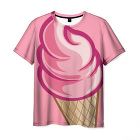 Мужская футболка 3D с принтом Ice Cream в Кировске, 100% полиэфир | прямой крой, круглый вырез горловины, длина до линии бедер | cream | ice | мороженное